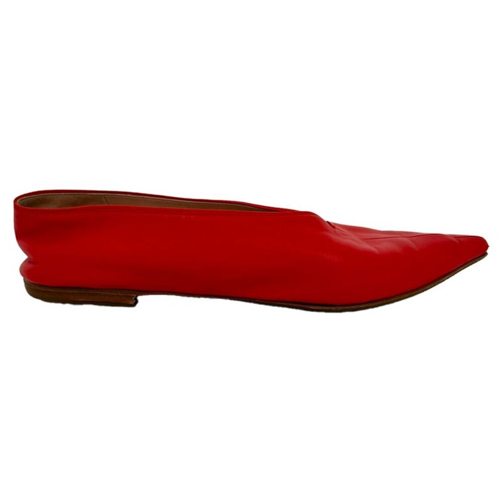 Celine Pointed-Toe Ballet Flats in Red Leather